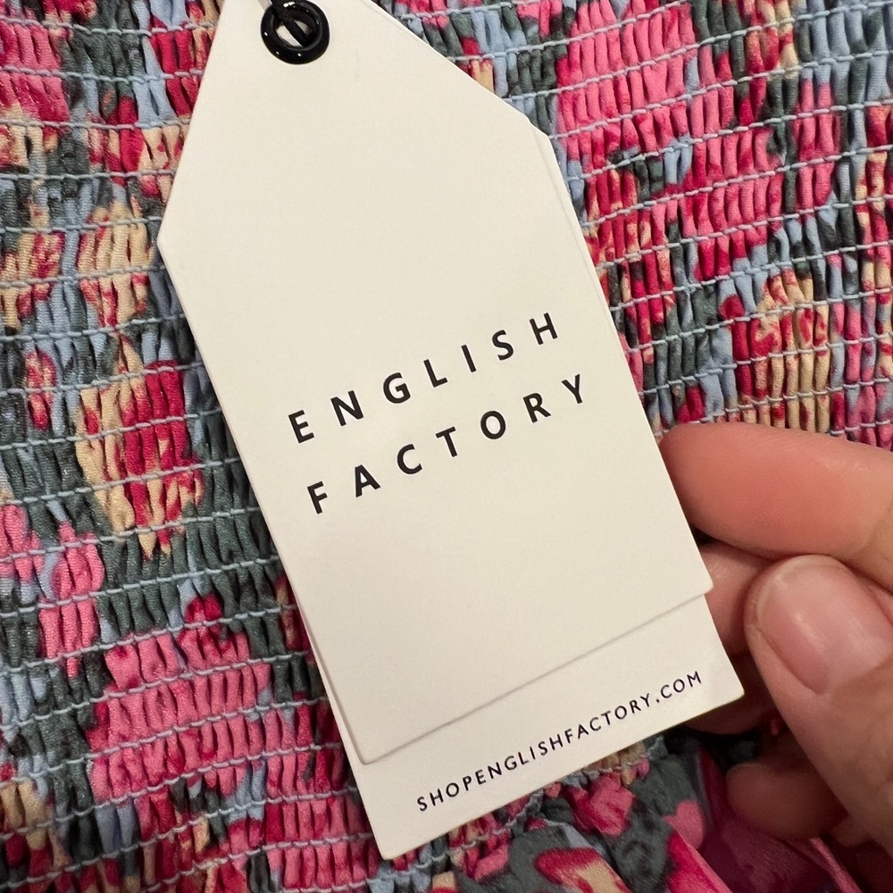 English Factory Pink and Blue Puff Sleeve Maxi Dress - Picture 2 of 12